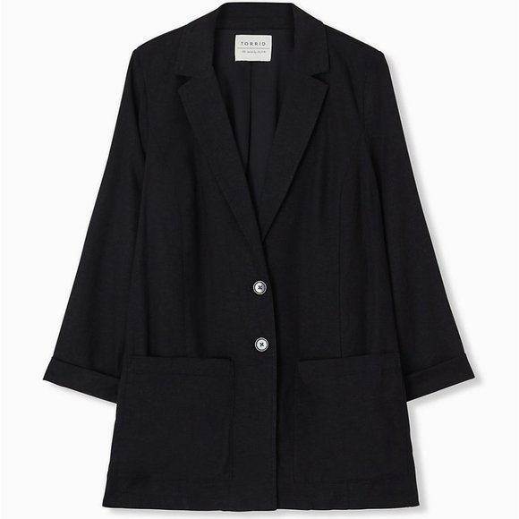 torrid Jackets & Blazers - Torrid - BLACK LINEN BLAZER